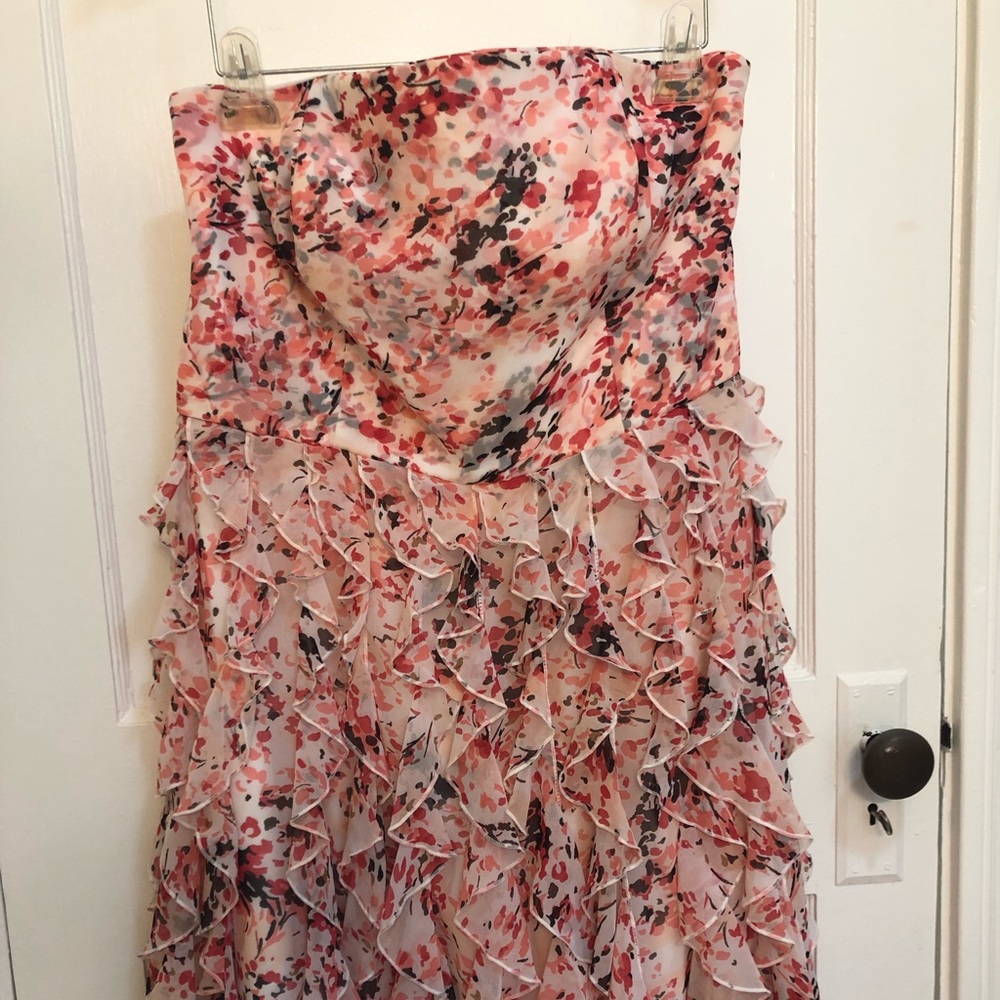 WHBM Size 14 strapless coral/pink dress.